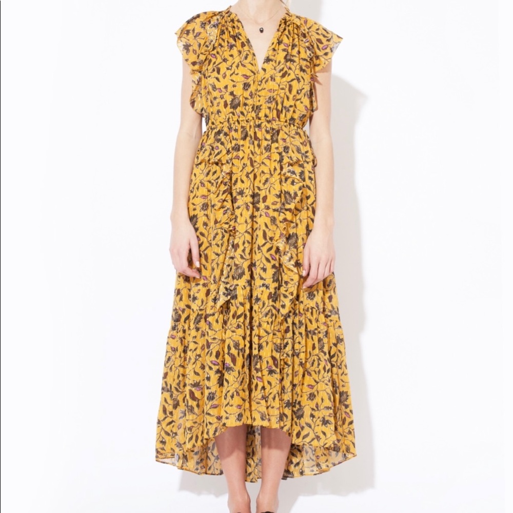 Yellow Ulla Johnson Nadya floral midi dress